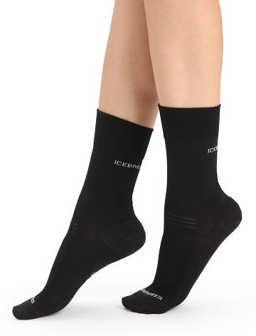 Icebreaker Merino Hike Liner Crew Strumpor Dam Svarta | SE 1534HAPK